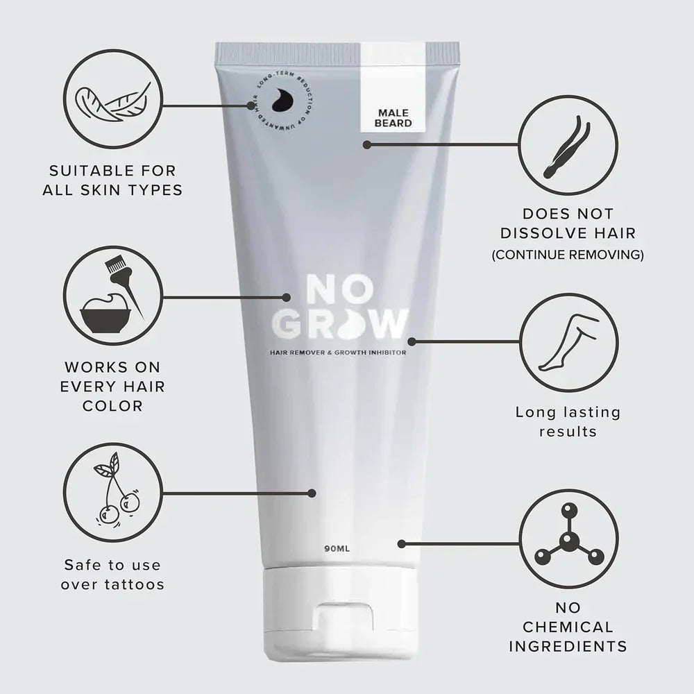 No Grow - Male Beard Hair Remover & Growth Inhibitor - 3 FL OZ